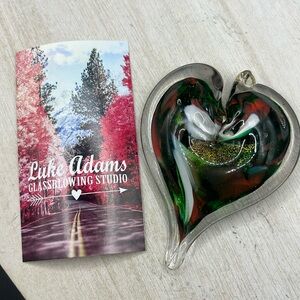LUKE ADAMS GLASSBLOWING STUDIO BLOWN GLASS HEART NEW SIGNED
